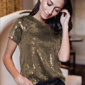 NWT Bohme Cecile Bronze Sequin Top